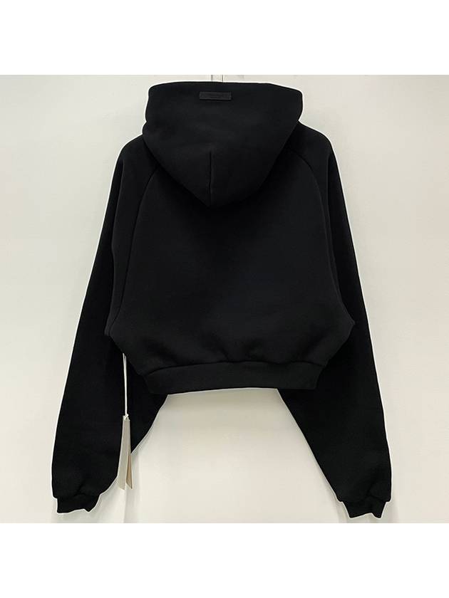 Logo Fleece Crop Hoodie Black - FEAR OF GOD ESSENTIALS - BALAAN 4