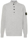 Wappen Patch Half Button Lambswool Knit Top Grey - STONE ISLAND - BALAAN 3