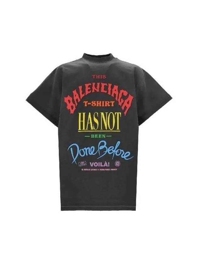 Slogan Print Oversized Short Sleeve T-Shirt Black - BALENCIAGA - BALAAN 2