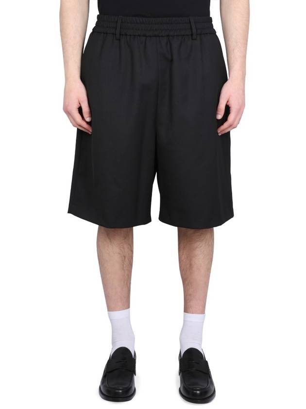 Wool Blend Bermuda Shorts Black - AMI - BALAAN 2