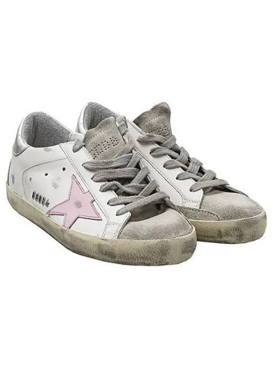 Women's Superstar Silver Heel Tab Pink Star Low Top Sneakers White - GOLDEN GOOSE - BALAAN 2