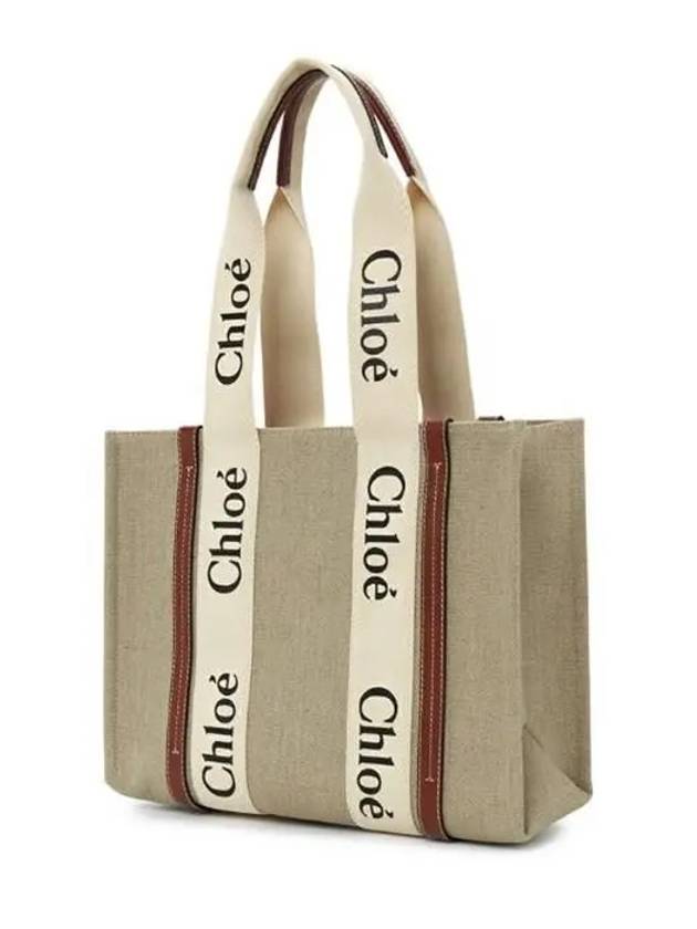 Woody Canvas Medium Tote Bag Brown - CHLOE - BALAAN 3