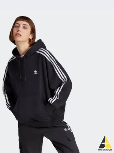 3 Stripes Oversized Hoodie BLACK - ADIDAS - BALAAN 1