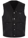 Triangle Logo Re-Nylon Padded Vest Black - PRADA - BALAAN 2