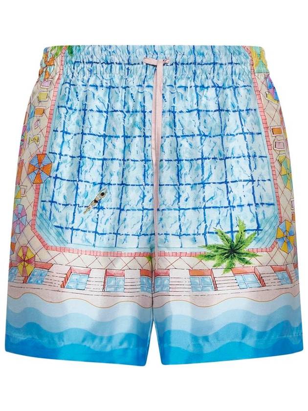 Light Blue Shorts With All-Over Graphic Print In Silk Man - CASABLANCA - BALAAN 1