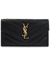 Cassandre Matelasse Fragment Emboss Leather Flap Card Wallet Black - SAINT LAURENT - BALAAN 2