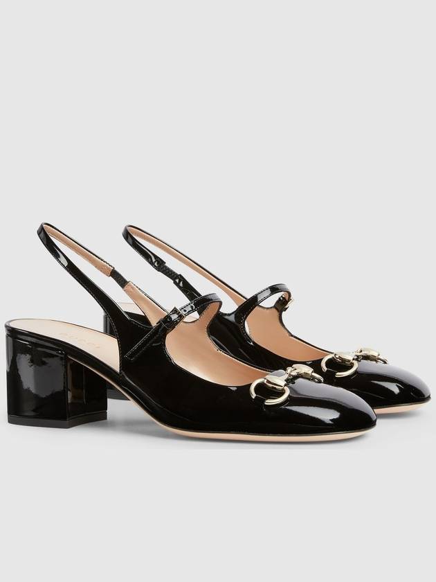 Horsebit slingback heel black - GUCCI - BALAAN 4