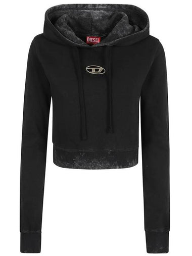 F Slimmy Hood P5 Metal Logo Faded Cut Out Hoodie Black - DIESEL - BALAAN 1