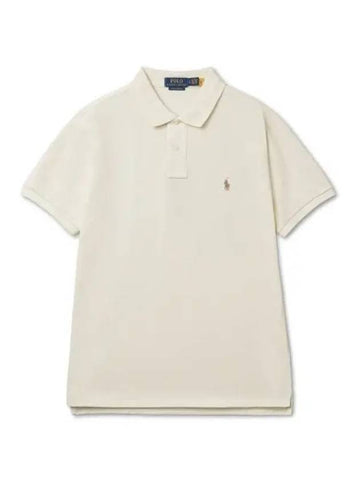 Custom Slim Fit Mesh Polo Shirt Natural - POLO RALPH LAUREN - BALAAN 1