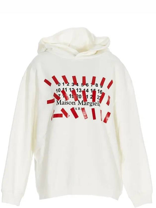 Logo Tape Print Oversized Hoodie White - MAISON MARGIELA - BALAAN 1