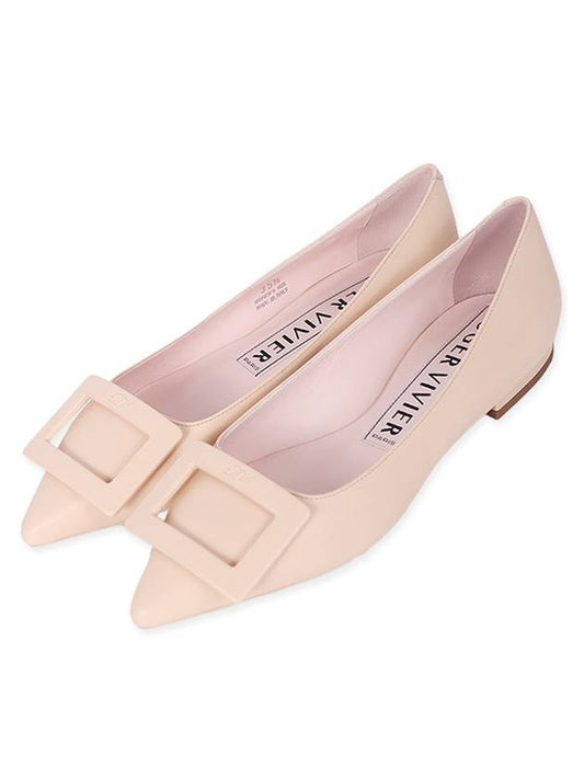 Women's Flats Leather Ballerina Shoes Nude Pink - ROGER VIVIER - BALAAN 1