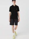 slim fit short sleeve PK shirt black - LACOSTE - BALAAN.