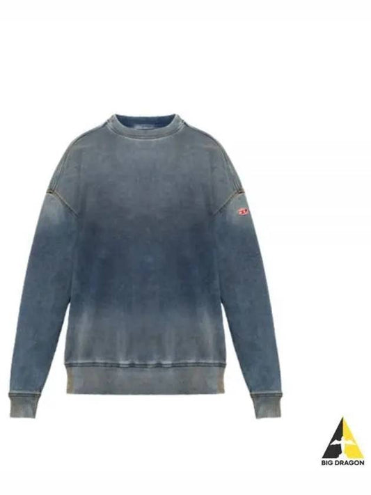 D Krib Ne Vintage Look Track Denim Sweatshirt Medium Blue - DIESEL - BALAAN 2