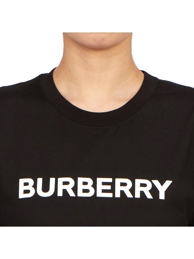 Logo Print Crew Neck Cotton Short Sleeve T-Shirt Black - BURBERRY - BALAAN 6