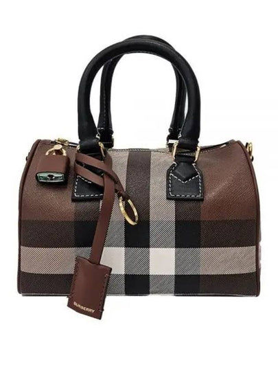 Checked Leather Mini Bowling Cross Bag Brown - BURBERRY - BALAAN 2