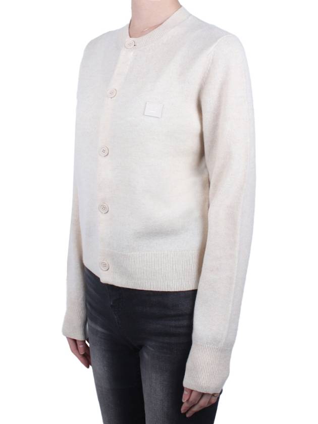 Studios Face Logo Patch Cardigan White - ACNE STUDIOS - BALAAN.