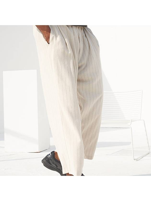 Linen St Wide Banding Pants Beige - TENER - BALAAN 1