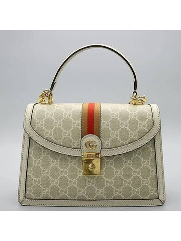 651055 Ophidia Web Small Beige White Canvas GG Top Handle Tote Bag Shoulder Strap 2WAY - GUCCI - BALAAN 1