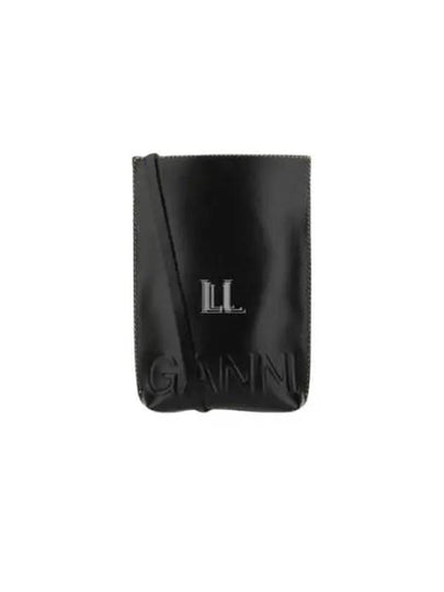 Banner Logo Small Leather Cross Bag Black - GANNI - BALAAN 2