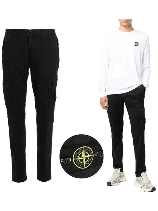 Wappen Patch Slim Fit Straight Pants Black - STONE ISLAND - BALAAN 2