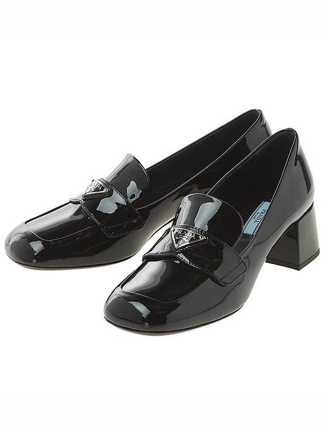 Enamel Metal Triangle Logo Loafers Black - PRADA - BALAAN.