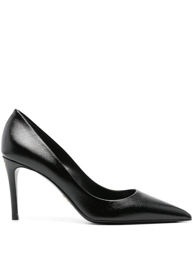 Saffiano Patent Leather Pumps Heel Black - PRADA - BALAAN 2