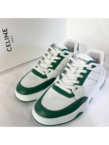 CT 07 Trainer Low LaceUp Sneakers White Dark Green - CELINE - BALAAN 1