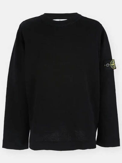 Stone Kids Waffen Patch Cotton Knit Long Sleeve T Shirt Black 7616509A2 V0029 - STONE ISLAND - BALAAN 2