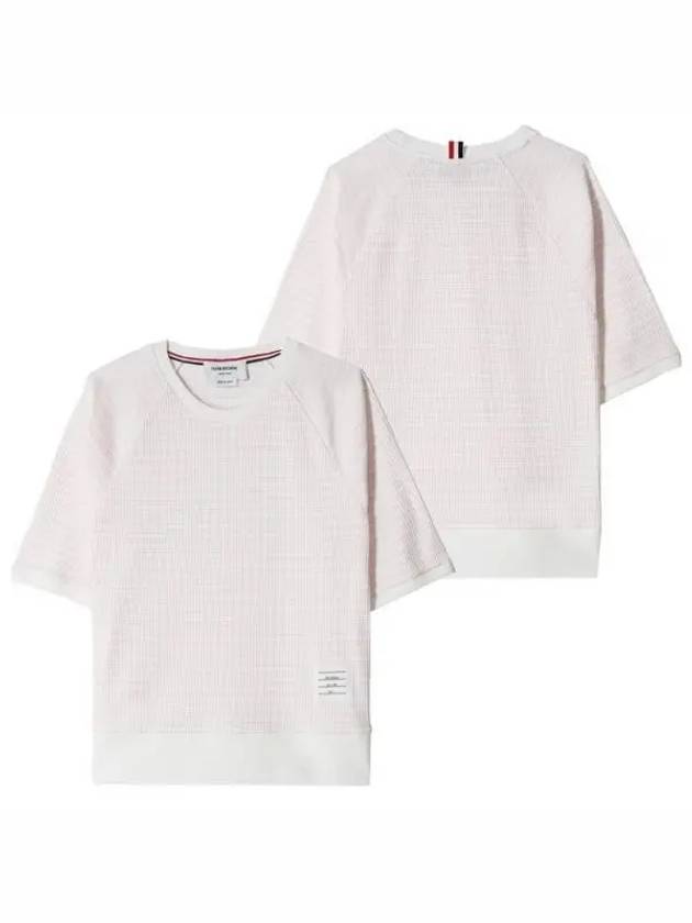 Stripe Rib Cuff Short Sleeve T-Shirt White - THOM BROWNE - BALAAN 2