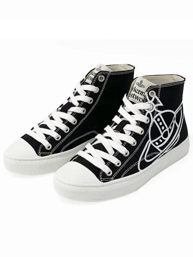 Logo Canvas High-Top Sneakers Black - VIVIENNE WESTWOOD - BALAAN 7