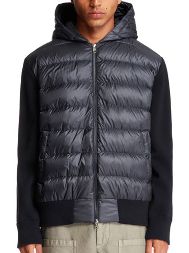 Quilted Wool Cardigan Navy - MONCLER - BALAAN 2