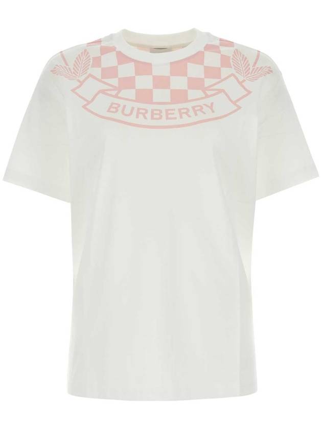 Logo Print Short Sleeve T-Shirt White Pink - BURBERRY - BALAAN 1