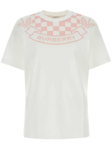 Logo Print Short Sleeve T-Shirt White Pink - BURBERRY - BALAAN 1