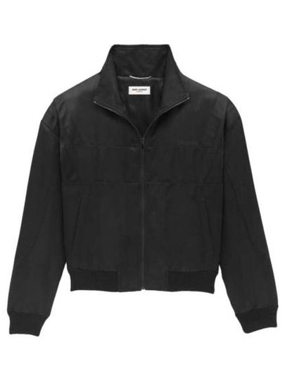 Satin Teddy Zip-Up Jacket Black - SAINT LAURENT - BALAAN 2