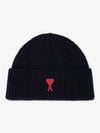 Logo Patch Merano Wool Beanie Navy - AMI - BALAAN 2