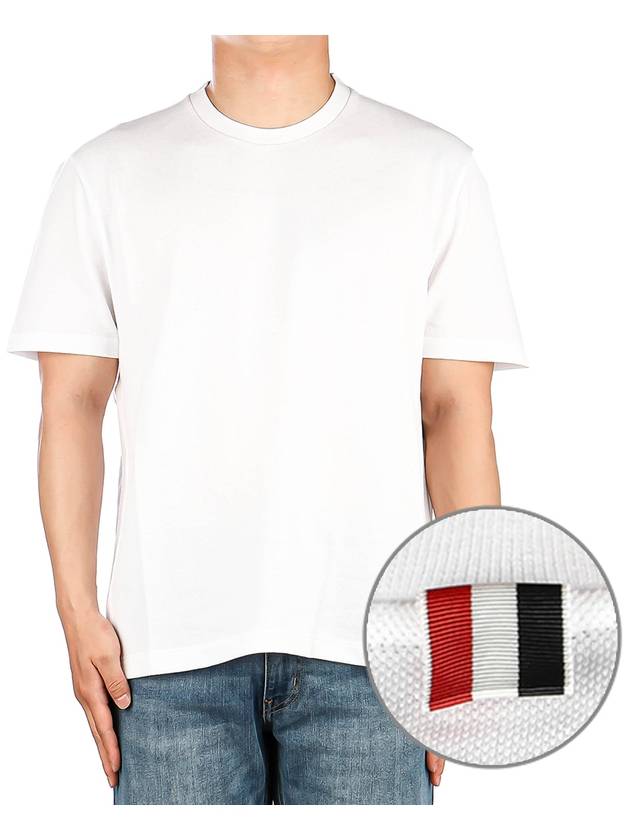 Classic Pique Rib Side Insert 4-Bar Short Sleeve T-Shirt White - THOM BROWNE - BALAAN 2