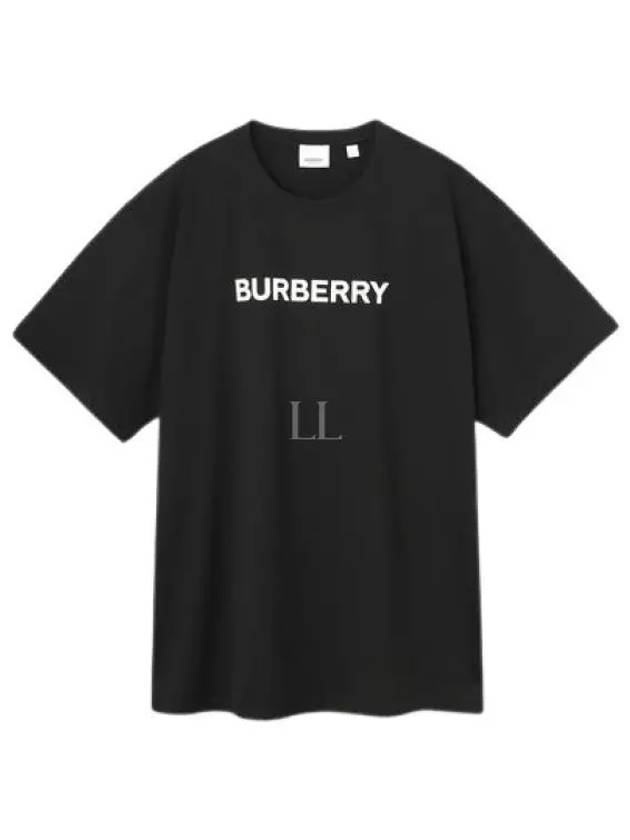 Logo Print Cotton Oversized Short Sleeve T-Shirt Black - BURBERRY - BALAAN 2