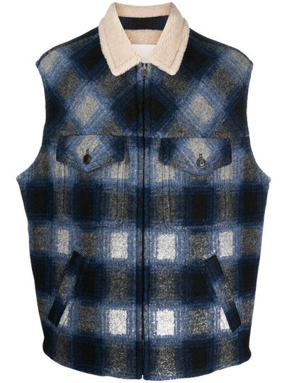 Kiraneo Plaid Check Shearling Vest Navy - ISABEL MARANT - BALAAN 2