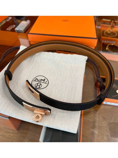 Hermes Kelly 18 Belt Rose Gold Belt Black - HERMES - BALAAN 2