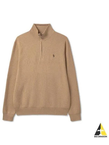 Cotton Quarter Zip Sweater Brown - POLO RALPH LAUREN - BALAAN 1