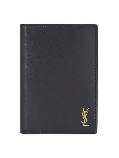 Monogram Logo Card Passport Wallet Black - SAINT LAURENT - BALAAN 1