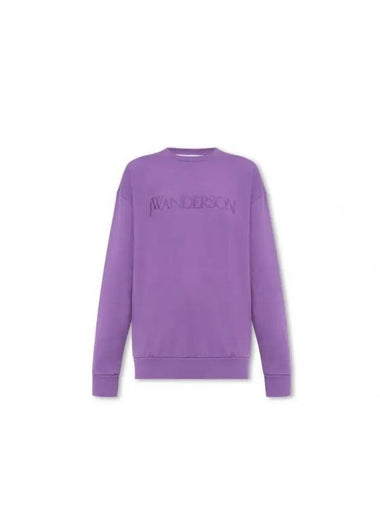 Embroidered Logo Cotton Sweatshirt Purple - JW ANDERSON - BALAAN 1