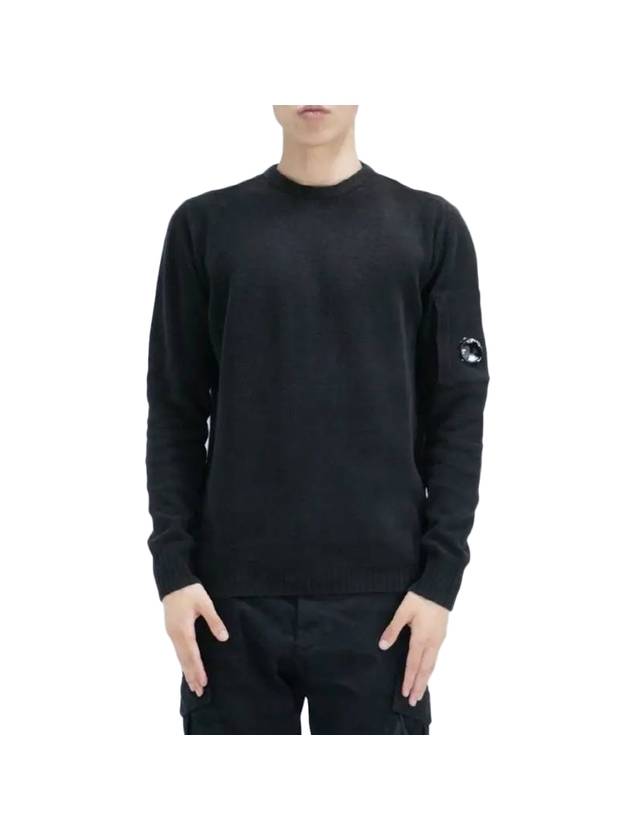 Chenille Cotton Plain Jumper Knit Top Black - CP COMPANY - BALAAN 1