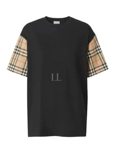 Vintage Check Sleeve Cotton Oversized T-shirt Black - BURBERRY - BALAAN 2