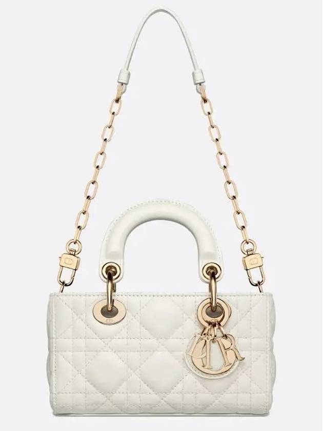 Lady D Joy Cannage Lambskin Micro Tote Bag White - DIOR - BALAAN 6