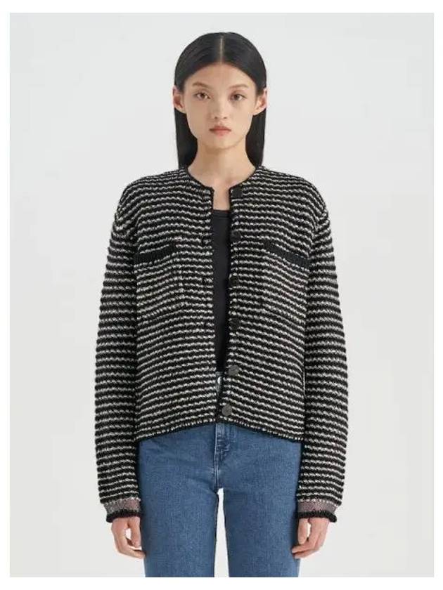 Women s Aurora Light Stripe Striped Spring Fall Cardigan Black Domestic Product - THEORY - BALAAN 1