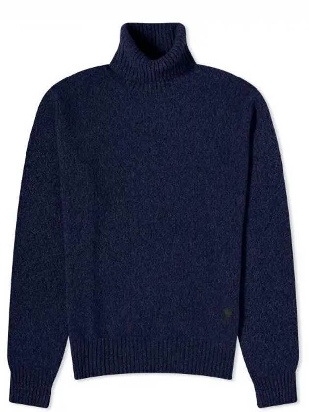 Heart Logo Cashmere Turtleneck Navy - AMI - BALAAN 1