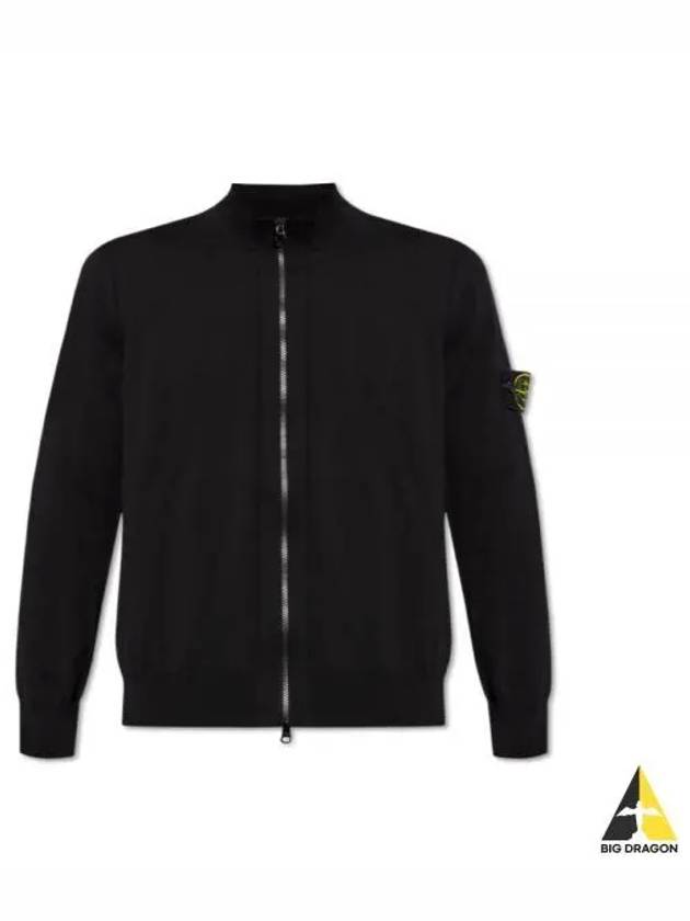 Wappen Patch Cotton Zip-Up Cardigan Black - STONE ISLAND - BALAAN 2