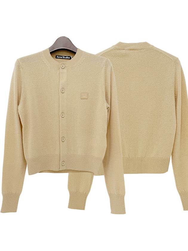 Face Patch Crop Cardigan Biscuit Beige - ACNE STUDIOS - BALAAN 2