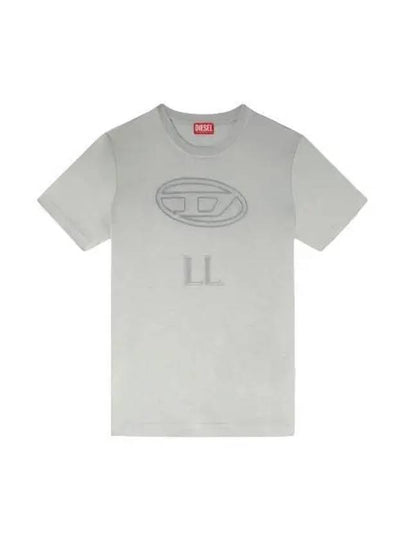 Embossed Oval D Short Sleeve T-Shirt Light Grey - DIESEL - BALAAN 2